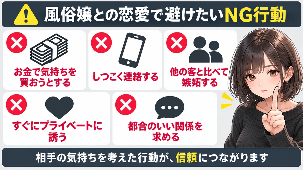 しつこい連絡やお金で気持ちを買おうとするなど風俗嬢との恋愛で避けたいNG行動